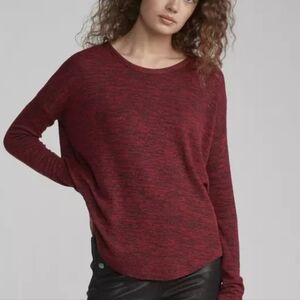 Theory Lightweight Knit Top In Heather Navy/Red Combo Size Small $220